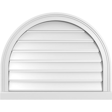 Round Top Surface Mount PVC Gable Vent: Functional, W/ 2W X 2P Brickmould Sill Frame, 28W X 22H